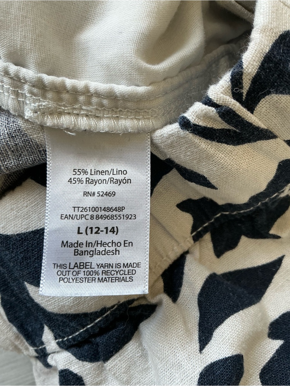 Time & Tru Linen Blend Floral Pull On Shorts Women’s L Black Ivory Pockets - Picture 4 of 10